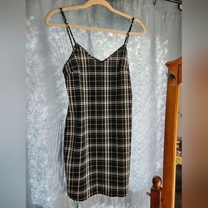 Black and White Plaid Slip Dress